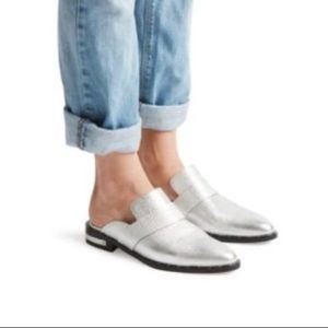 Freda Salvador Keen Mules in silver